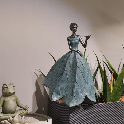 Guichifun Fairy Statue Collection Home Decoration - Leaf Angel Girls with Dragonfly Resin Home