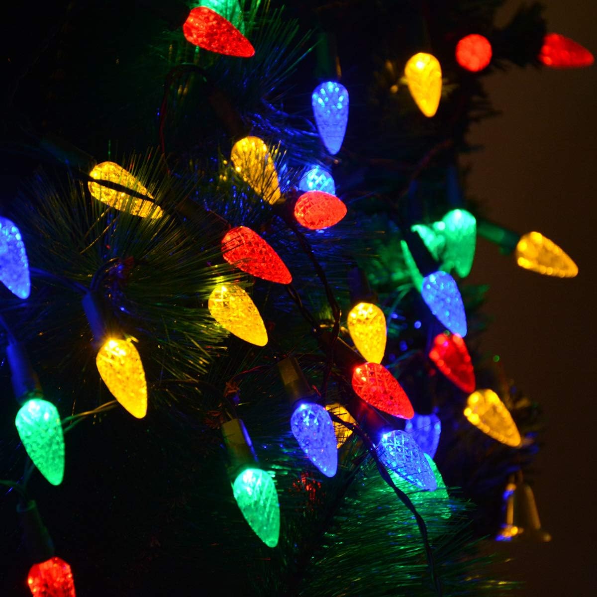 Solar Christmas Lights Outdoor C6 Strawberry String Lights, LED Christmas Fairy Lights 50 LEDs