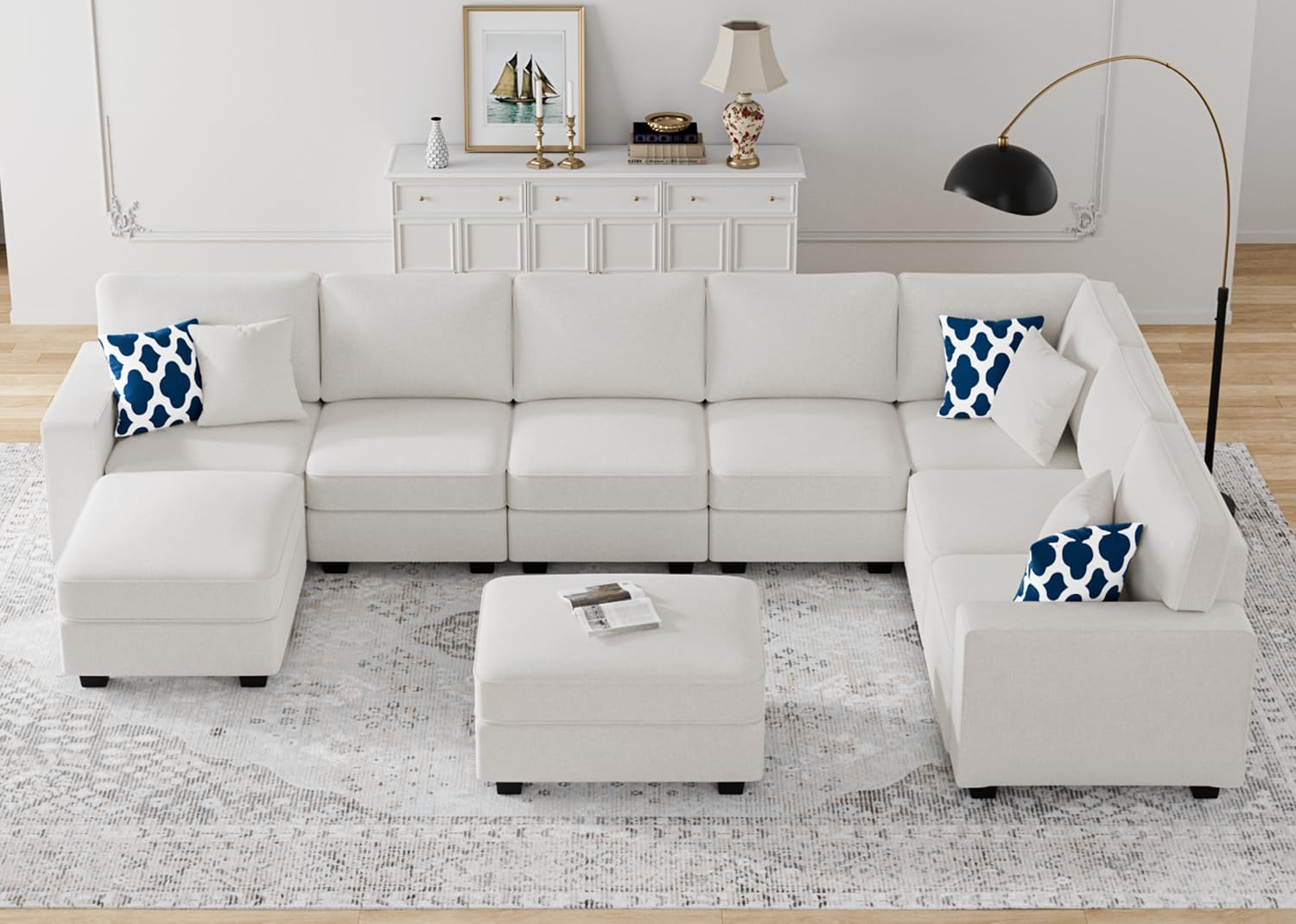 L Lengend Vansen Modular Sectional Sofa U Shaped Couch with Ottoman Modern Reversible Corner