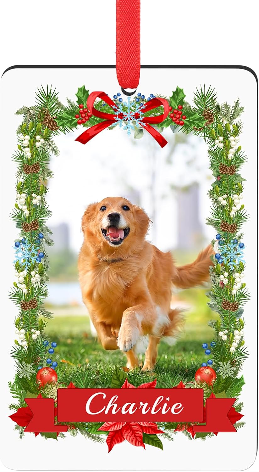 Personalized Christmas Ornament 2025 - Custom Dog Photo & Name, 1st Xmas Gift for Pet Lovers