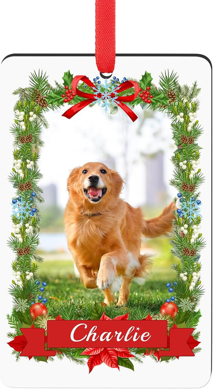 Personalized Christmas Ornament 2025 - Custom Dog Photo & Name, 1st Xmas Gift for Pet Lovers