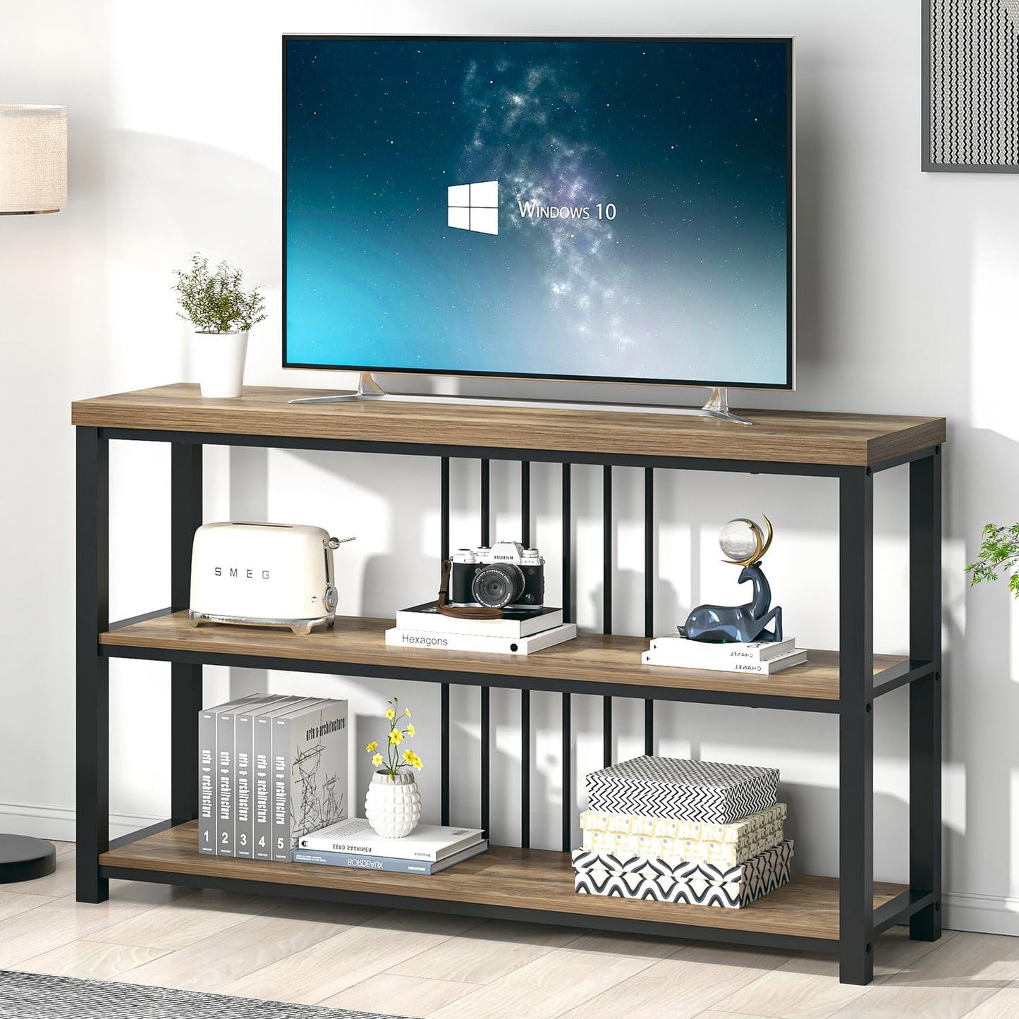 FOLUBAN Modern Sofa Table for Entryway, 3 Tier Narrow Console Table for Living Room Hallway Behind