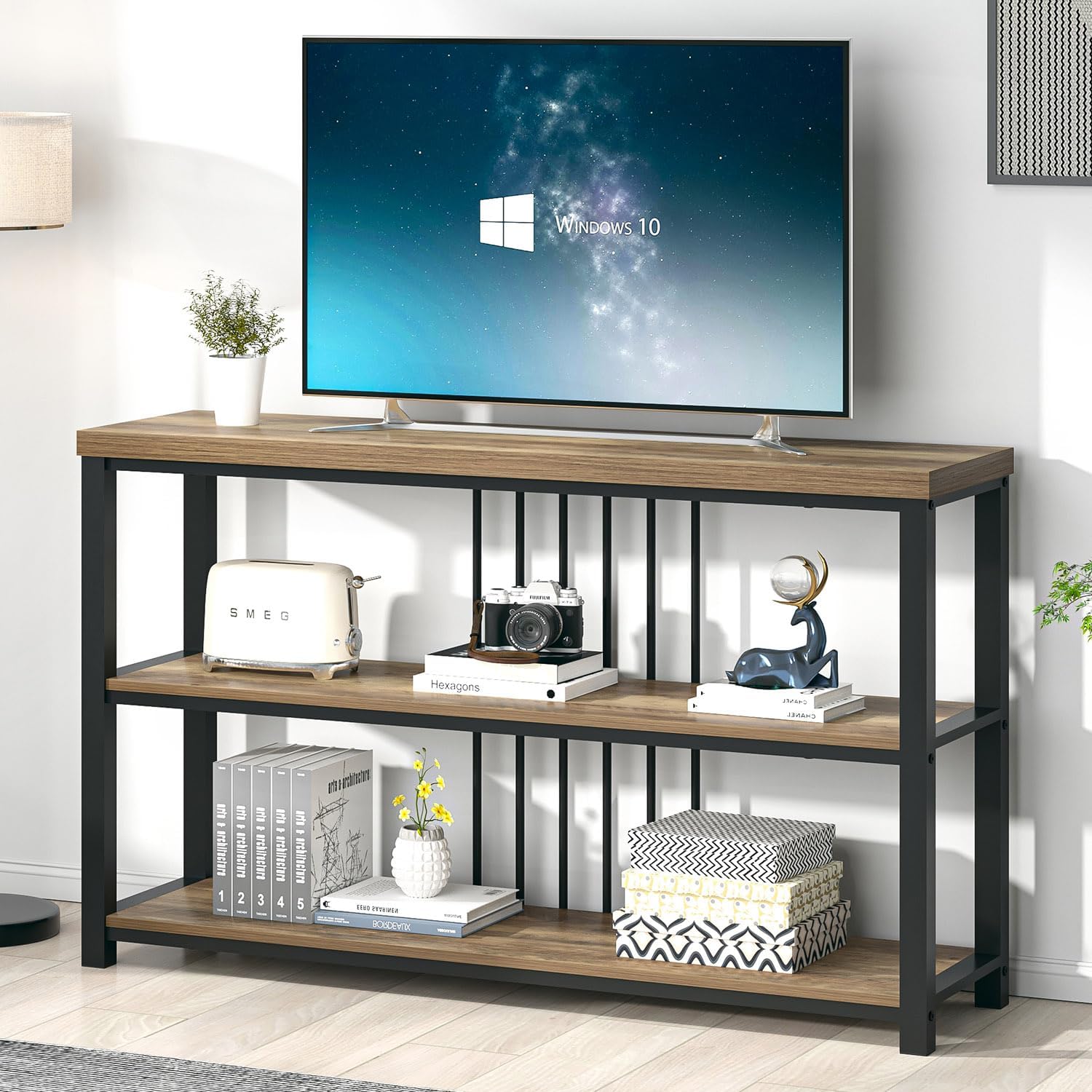 FOLUBAN Modern Sofa Table for Entryway, 3 Tier Narrow Console Table for Living Room Hallway Behind