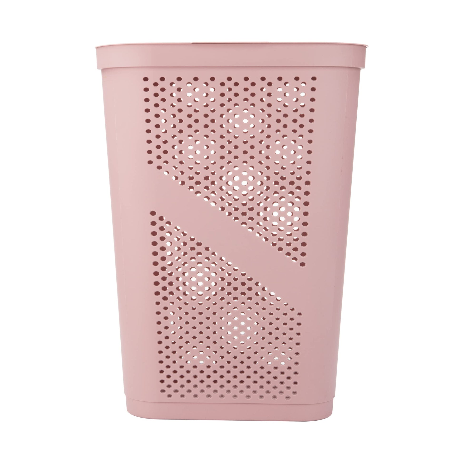 Mind Reader Slim Laundry Hamper with Lid, 60L Clothes Basket, Ventilated Plastic, Pink