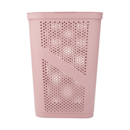 Mind Reader Slim Laundry Hamper with Lid, 60L Clothes Basket, Ventilated Plastic, Pink