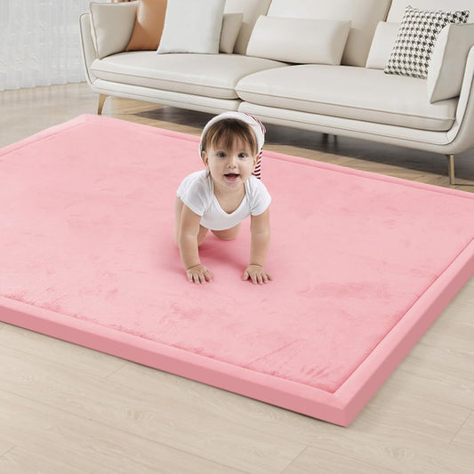 ACOMOPACK Baby Play Mat for Floor 1.3" Thick Memory Foam Play Mat 79"×118" Tummy Time Crawling with