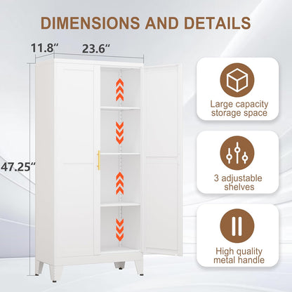 Metal Kitchen Pantry Storage Cabinet with 2 Doors and 3 Adjustable Shelves,Pantry Cabinet with