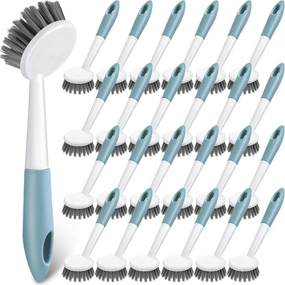 Patelai 24 Pack Kitchen Scrub Dish Brush with Long Handle Dish Scrubber with Stiff Bristles Scrub