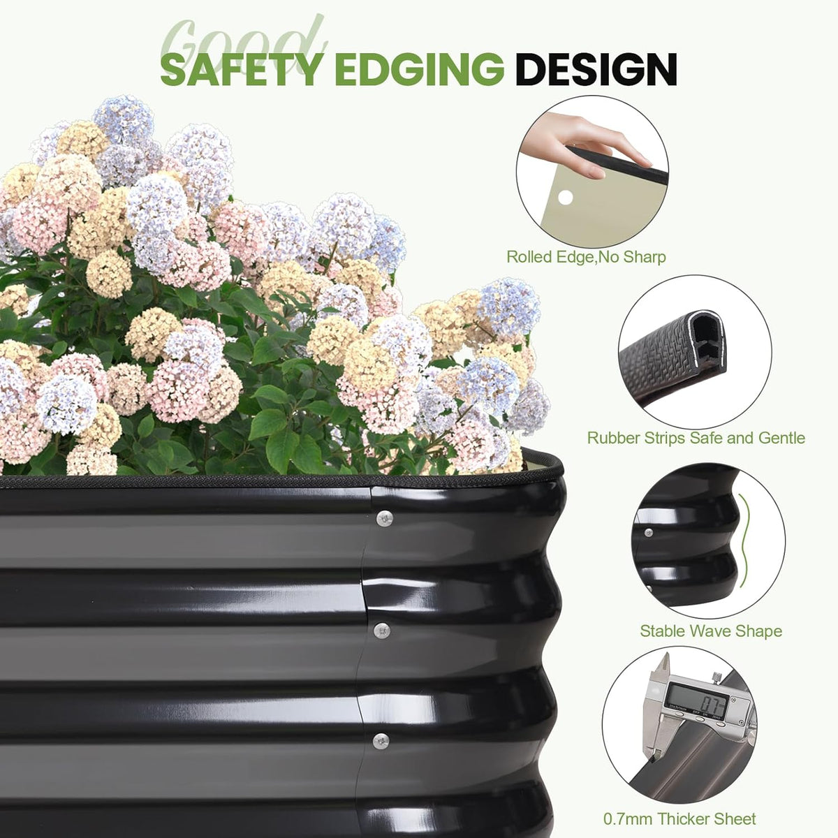 5-in-1 Adjustable Raised Garden Bed Kit | Galvanized Planter Boxes for Vegetables, Flowers | 12"