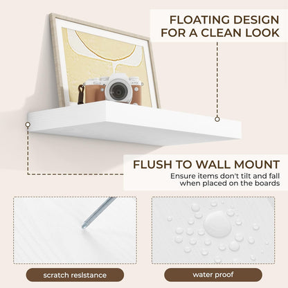 RICHFOCUS 16Inch Floating Shelves for Wall 2 Pack Shelves for Bedroom|Kitchen|Bathroom Wall Mounted