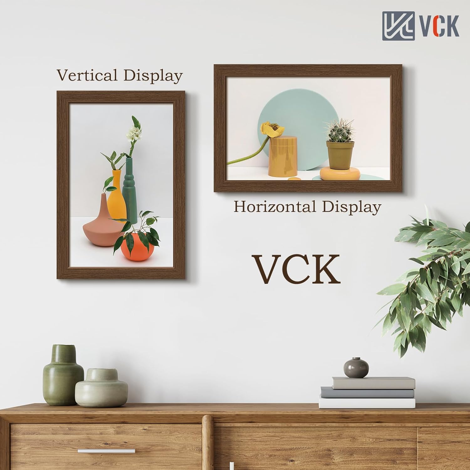 VCK 11x17 Picture Frame 3 Pack, Brown Wood Poster Frame with Exclusive Wood Grain, Wall Mounting