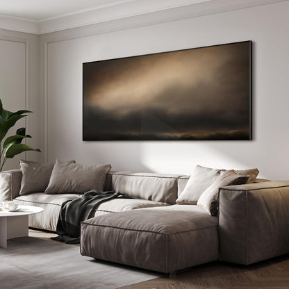 SIGNWIN 24"x46" Extra Large Framed Wall Art Golden Sunset Cloud, Moody Sky Scene for Home Living