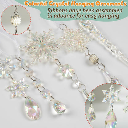 32pcs Christmas Decoration Crystal Ornaments - Iridescent Christmas Tree Ornaments Acrylic