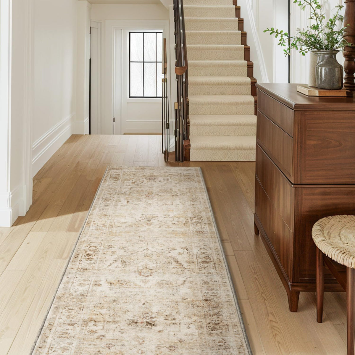 AMOAMI-2X10 Runner Rug-Washable Runners for Hallways-Soft Non Slip Bedside Rugs for Bedroom-Vintage