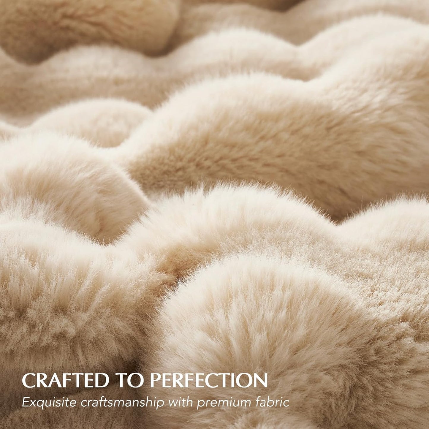 EVERGRACE Ultra Soft Luxury Fluffy Ridgeline Faux Rabbit Fur Throw Blanket, Thick Warm Bubble Throw
