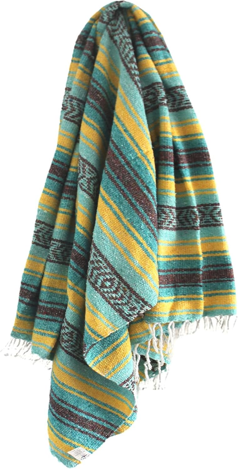 Del Mex Classic Mexican Blanket, Large Authentic Woven Falsa Throw (70"x50"), Artisan Southwest