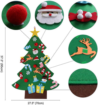 AerWo DIY Felt Christmas Tree Set + 26pcs Detachable Ornaments, Kids Wall Hanging Xmas Gifts for