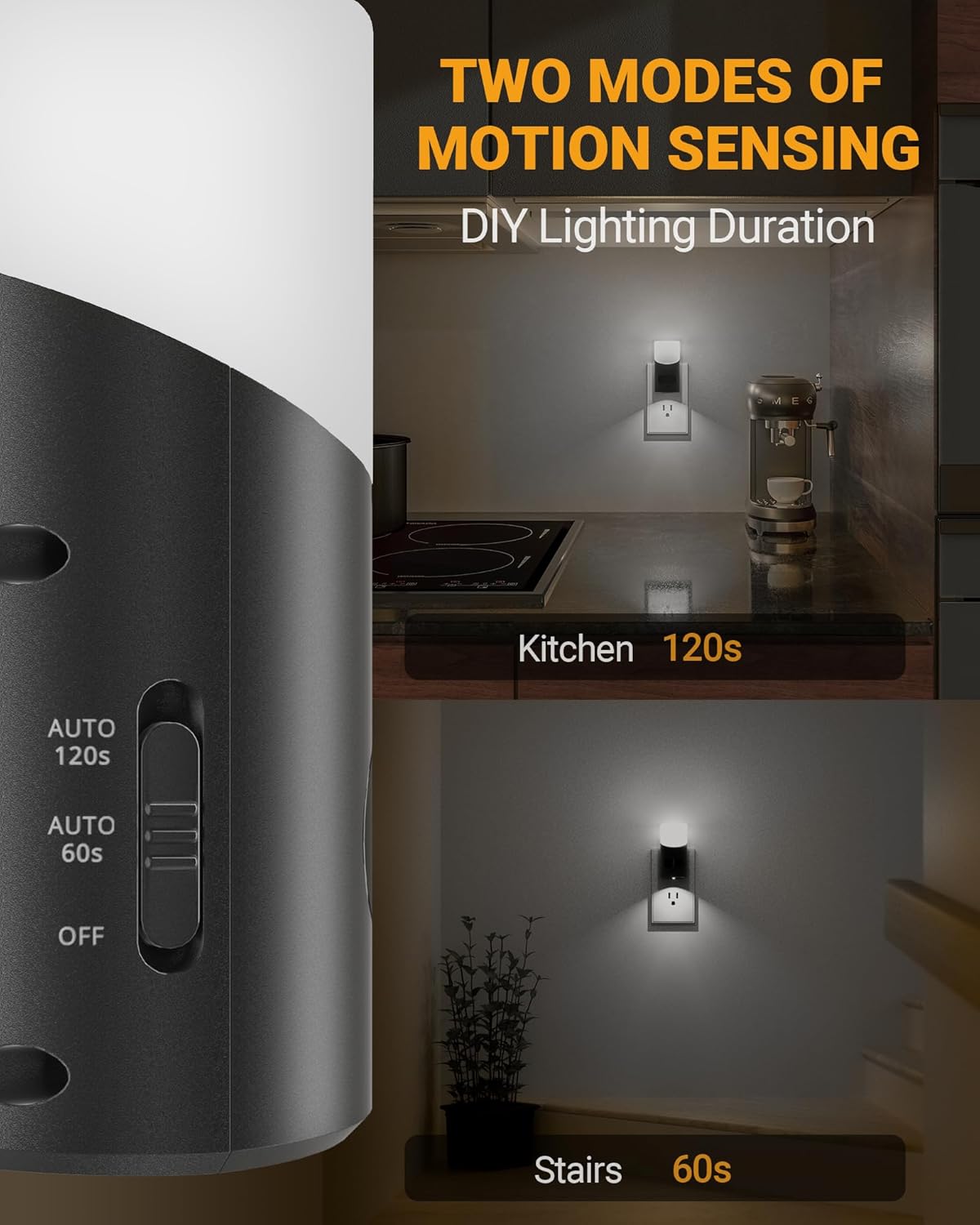Lyridz Motion Sensor Night Light, LED Night Lights Plug into Wall, 1-150LM Dimmable Night Light