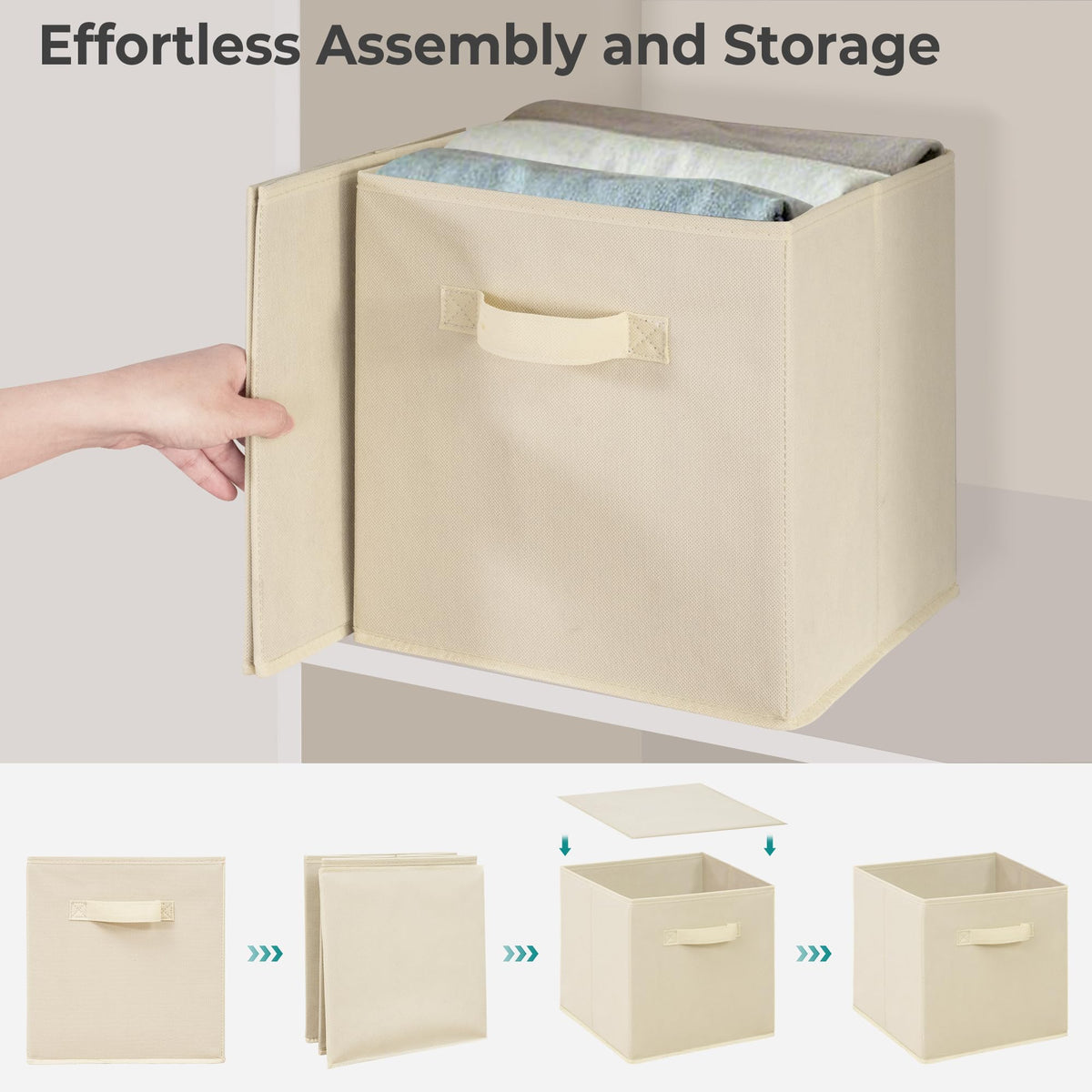 STORAGEIDEAS 11x11 Inch Storage Bins Cubes, Fabric Foldable Storage Box, Collapsible Closet