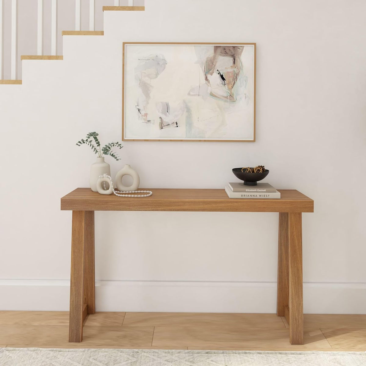 Plank+Beam Solid Wood Console Table, 56 Inch, Sofa Table, Narrow Entryway Table for Hallway, Behind