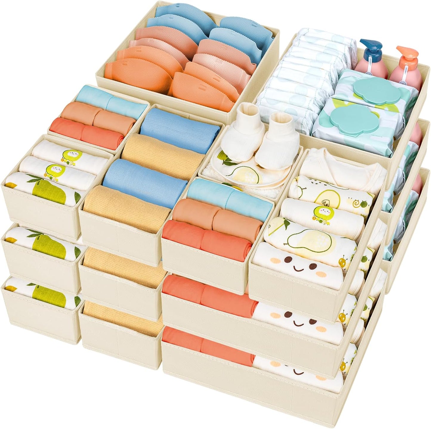 DIMJ Drawer Organizer Clothes 18 Pack - Foldable Baby Organizers and Storage & Dresser Organizer