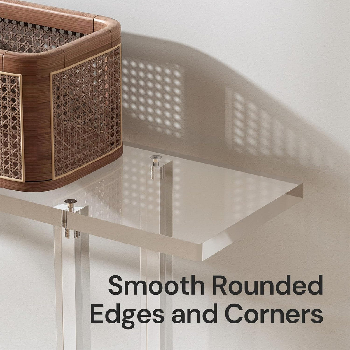 Acrylic Narrow Console Table for Entryway, 7.6" D x 39.4" W x 31.5" H, Square Legs, Skinny Entry