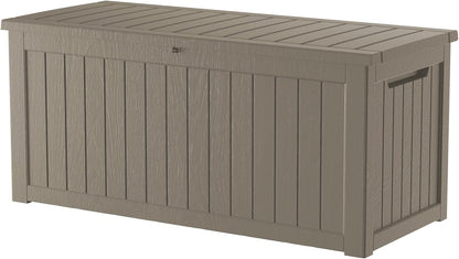 270 Gallon Outdoor Storage Box Patio Deck Box Waterproof, Resin Lockable Outside Large Storage Bin