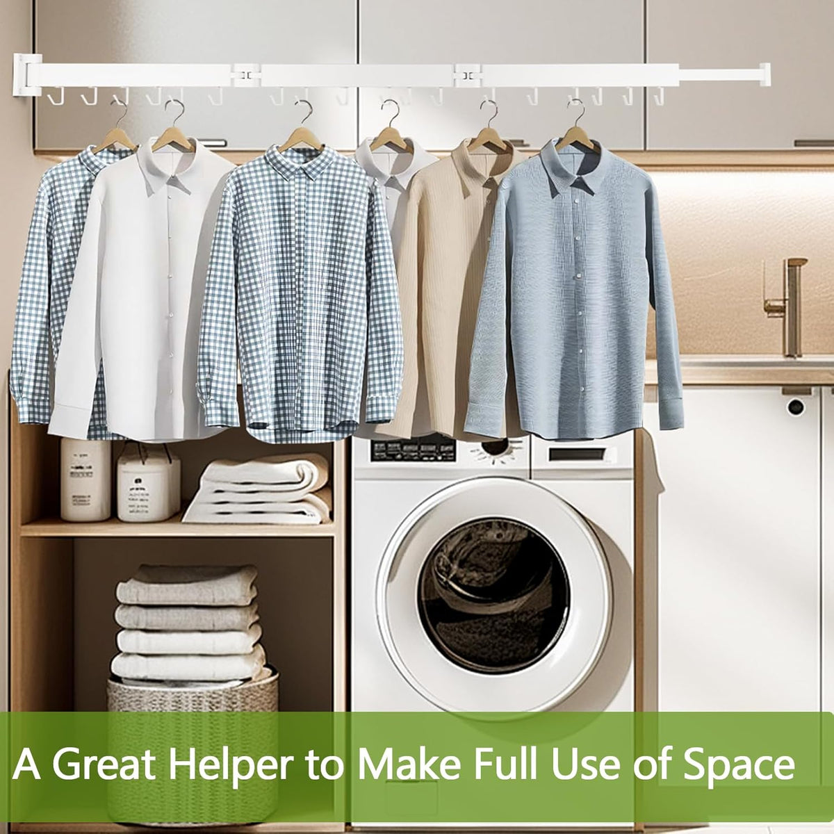 Clothes Drying Rack, Laundry Drying Rack Wall Mount, 3-Fold Wall Mounted Clothes Drying Racks for