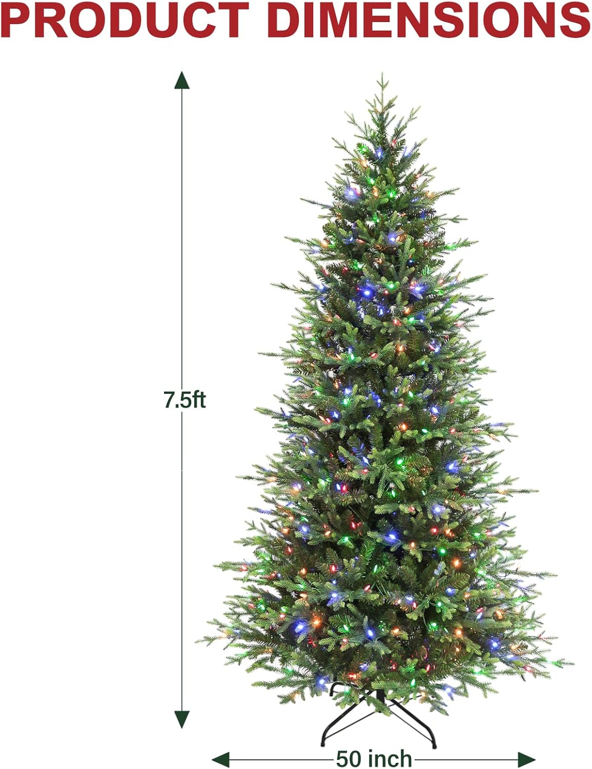 Hykolity 7.5 ft Prelit Christmas Tree, 2933 PE&PVC Realistic Branch Tips, Frasier Grande Christmas
