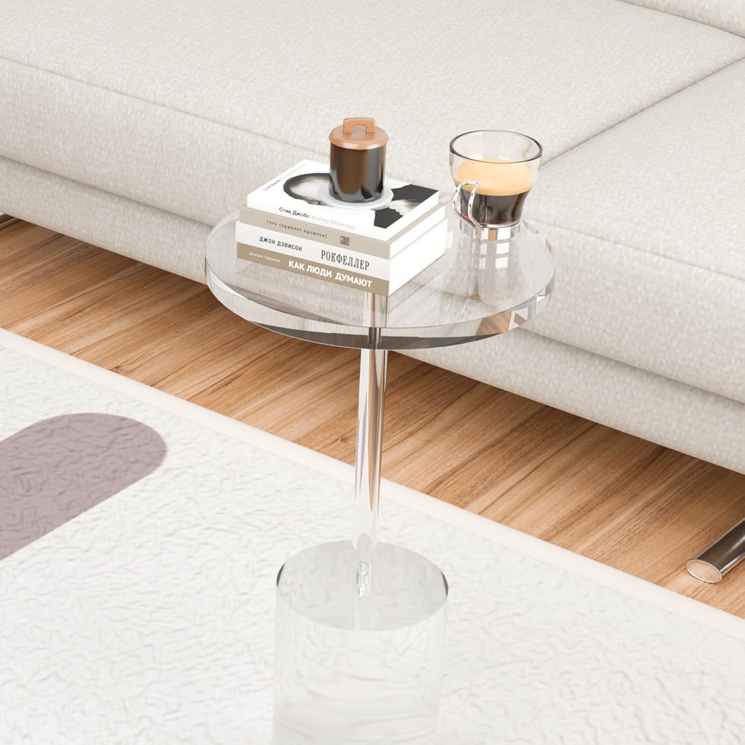Acrylic End Table, Modern Minimalist Acrylic Side Tables, Clear Side Table for Living Room