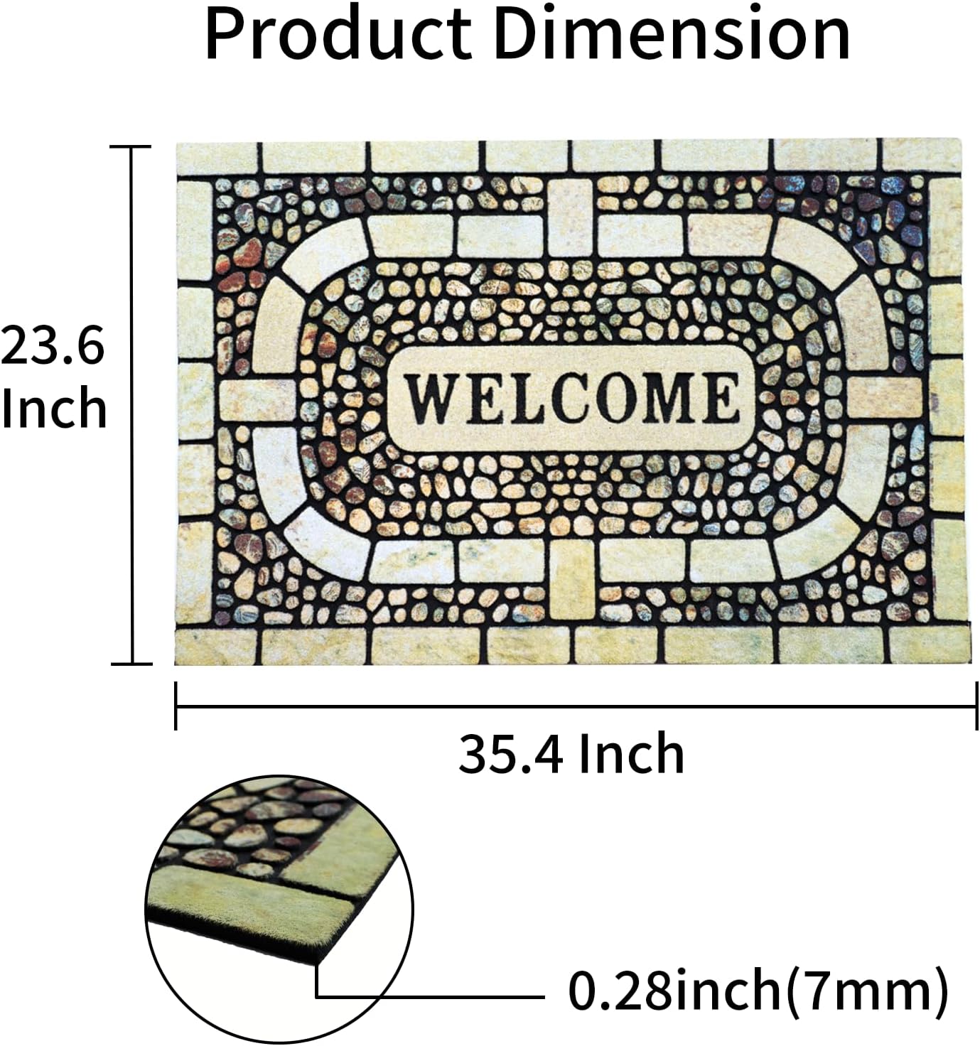 Door Mat Welcome Mat, Heavy Duty Door Mat 23.6 x 35.4 Inch Front Door Mat Rug Doormat for Outdoor