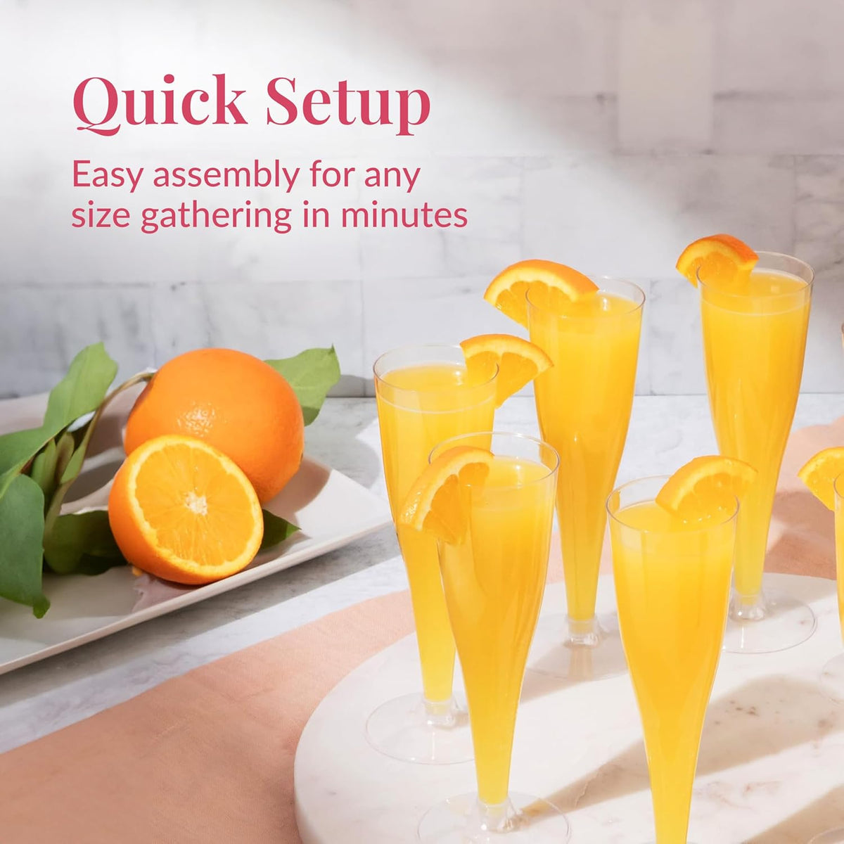 Prestee Set of 24 Clear Plastic Champagne Flutes - 4.5 oz Capacity Shatterproof Disposable Glasses