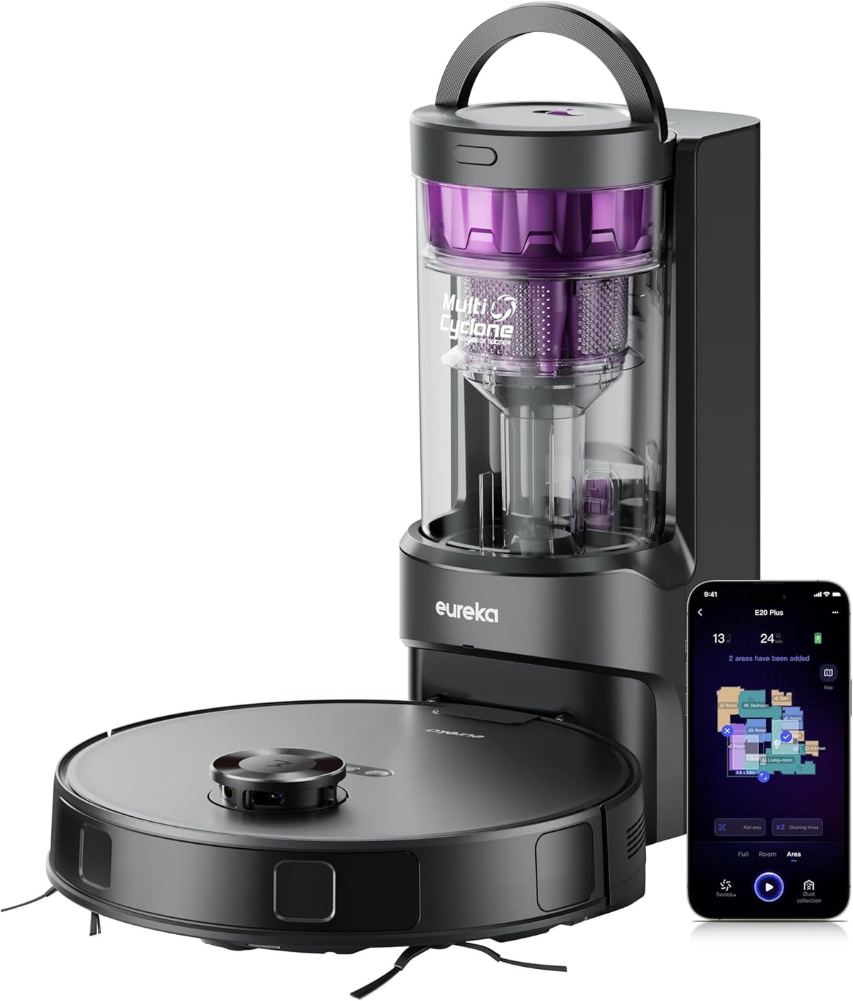 Eureka E20 Plus Robot Vacuum with Bagless Self Emptying Station, Robotic Vacuum and Mop Combo