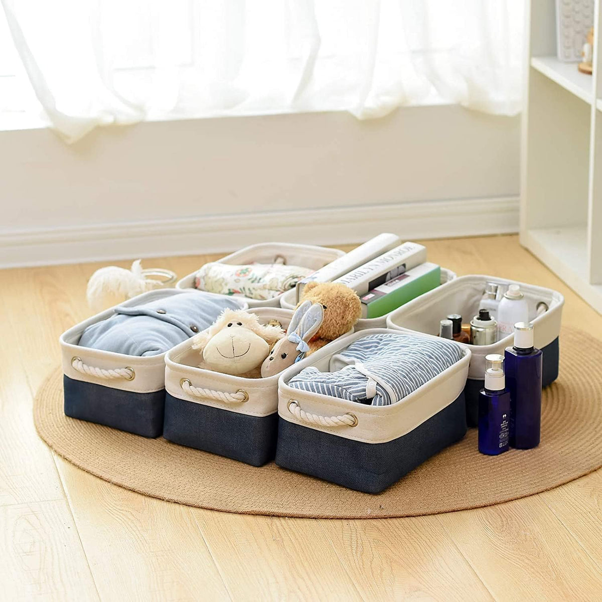 TheWarmHome Storage Basket for Organizing - Small 12x8x5.2 inch 6 Pack Collapsible Storage Bin for