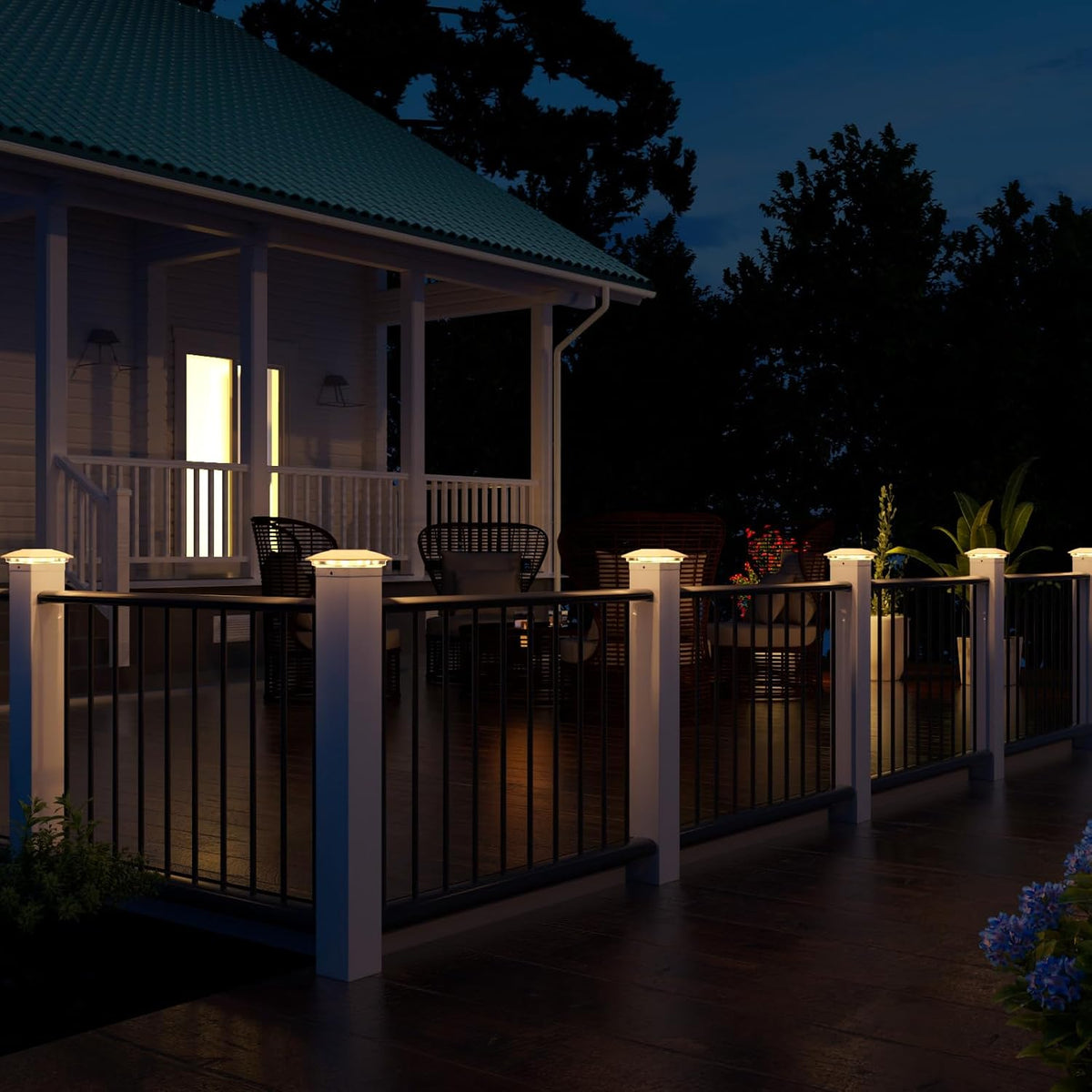 VOLISUN Solar Post Cap Light Outdoor Waterproof 16pack,Solar Fence - Post Lights for 4x4 5x5 6x6