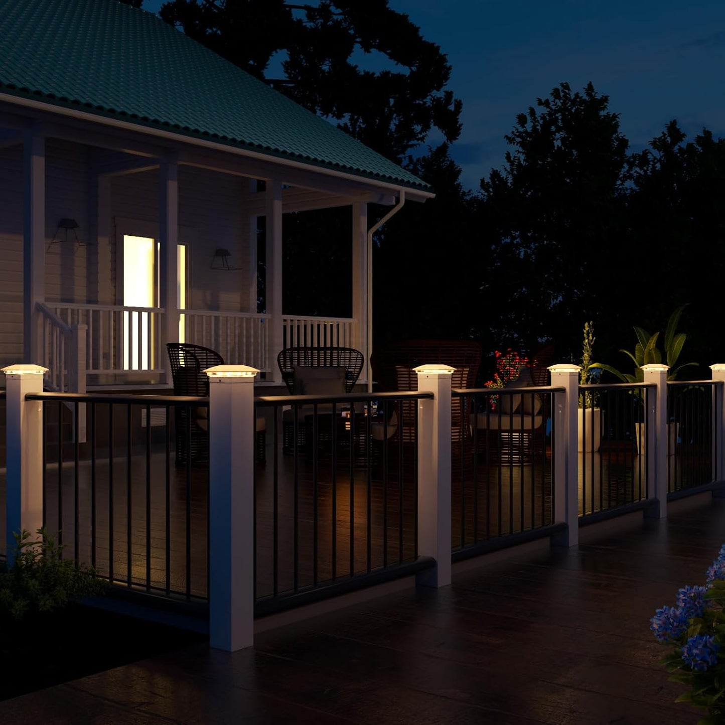 VOLISUN Solar Post Cap Light Outdoor Waterproof 4pack,Solar Fence - Post Lights for 4x4 5x5 6x6