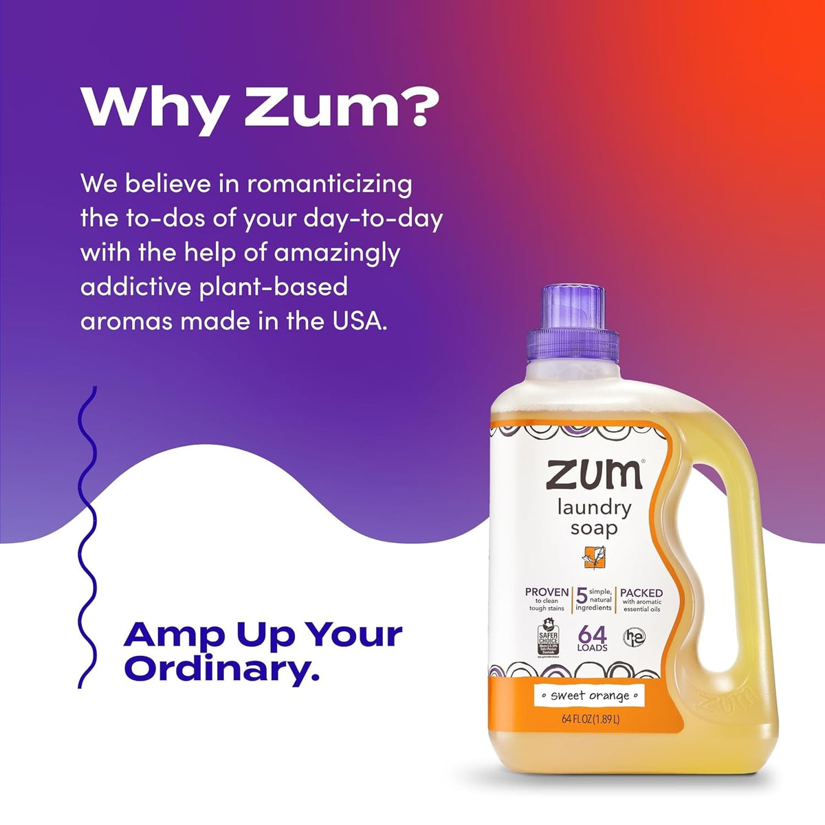 Zum Laundry Soap by Indigo Wild - Liquid, Plant-Based Soap with Baking Soda, Essential Oils