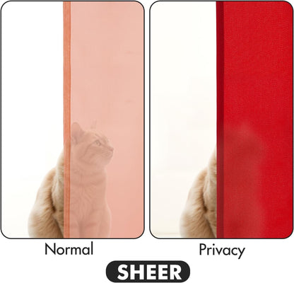 MIULEE Red Privacy Sheer Curtains That Let Light in 84 Inches Long Non-See-Through Semi Sheer