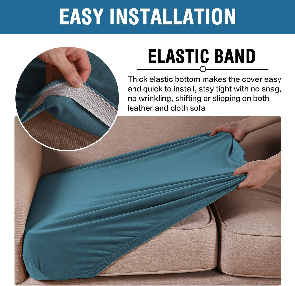 H.VERSAILTEX Velvet Stretch Couch Cushion Cover Plush Cushion Slipcover for Chair Loveseat Sofa