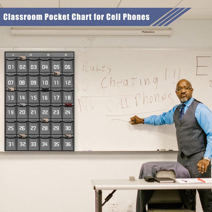 Loghot Classroom Accessories Closet Pocket Chart for Cell Phones Holder Wall Door Hanging Organizer