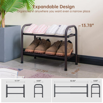 Gonfoam Expandable 2-Tier Shoe Rack for Closet and Entryway, Bronze
