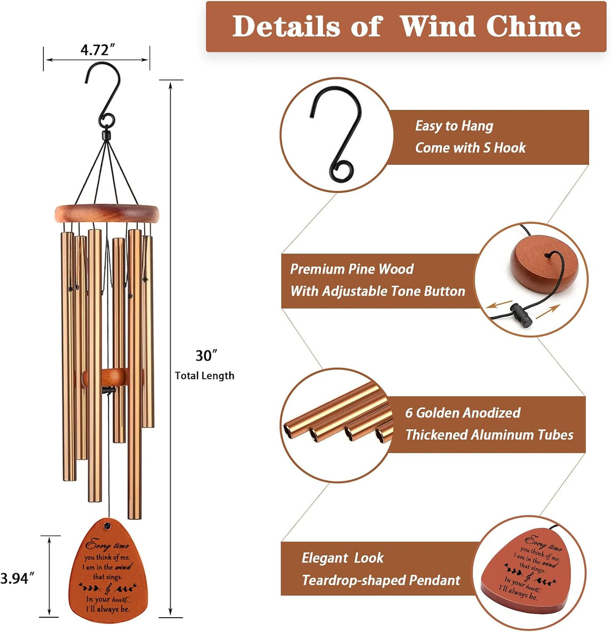 Memorial Gifts, Sympathy Wind Chimes Memorial Wind Chimes for Loss of Loved One Prime, Sympathy