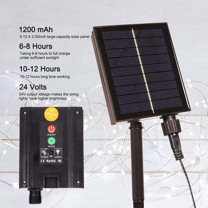 Solar String Lights for Outside,100FT 300 LEDs Solar Fairy Lights,Waterproof 8 Modes Button Outdoor