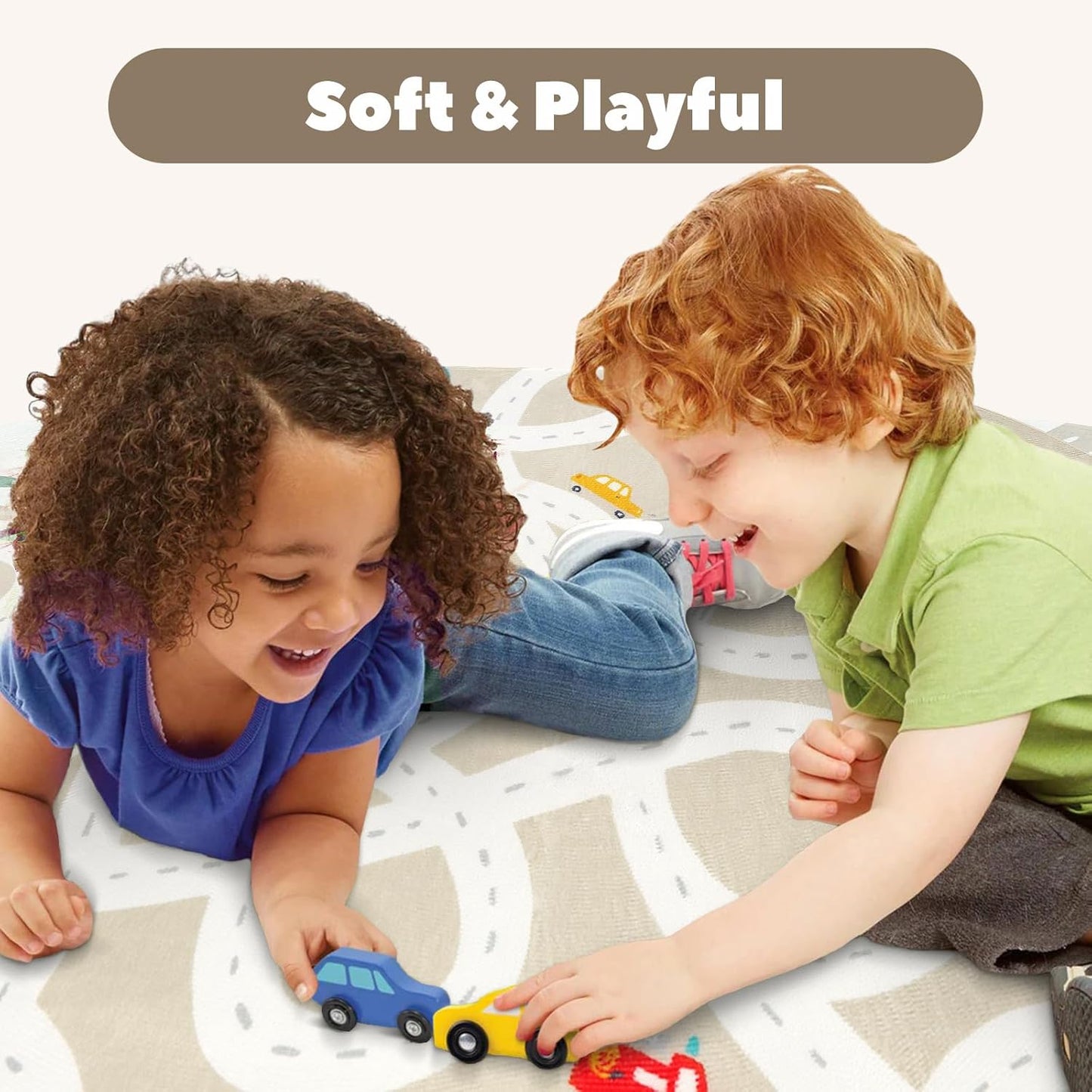 STARUIA Large Kids Rug for Playroom, 4'x6' Washable Road Rug for Nursery, Non-Slip Car Rugs for
