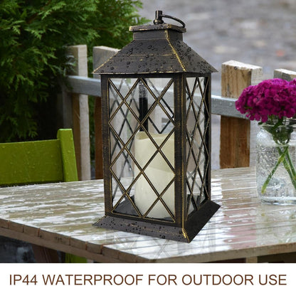 Bright Zeal 13.5" Outdoor Candle Lantern Decorative with LED Pillar Candle Battery Powered