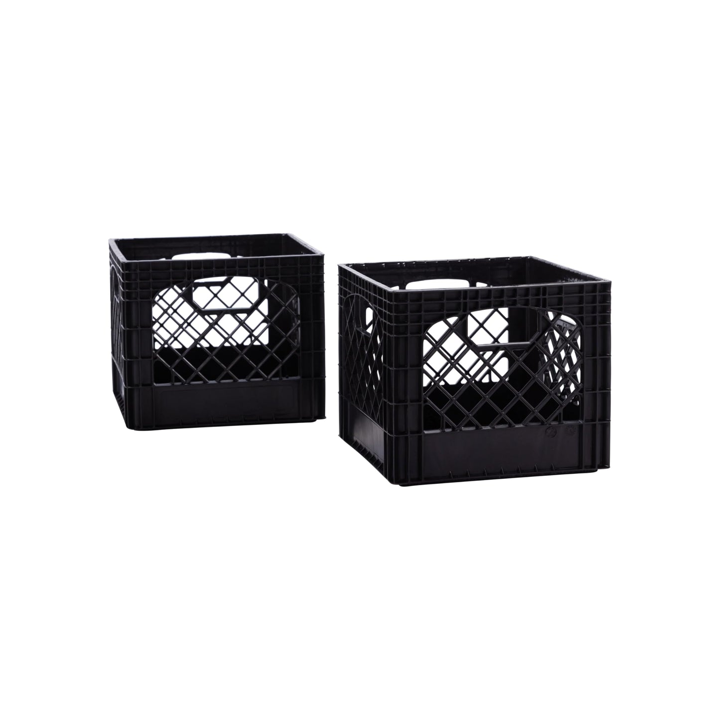 Plastic Milk Crate Storage Tote with Handles, 16-Quart Stackable Cube Organizer for Garage, Home