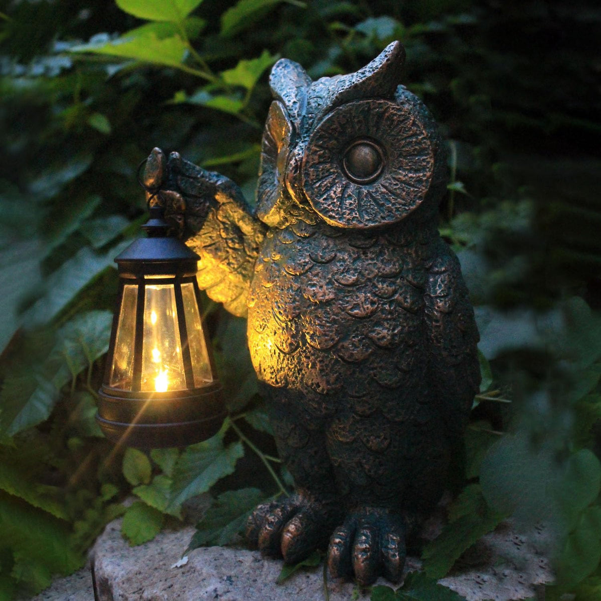 Garden Statues Outdoor, owl Figurines Decorated with Solar Lights, Unique Christmas Birthday Gifts