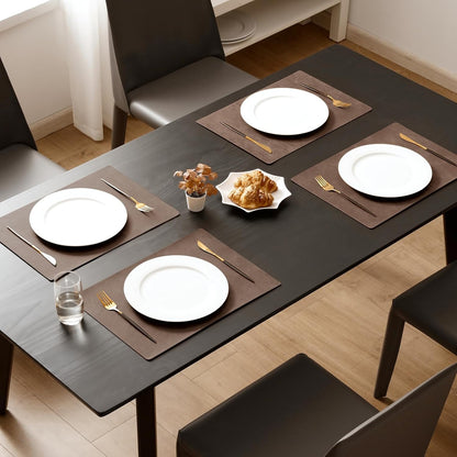 MOSAYT Vinyl Placemats Set of 6-12 X 17 Inch - Faux Leather 100% Waterproof Oil-Proof Wipeable PU