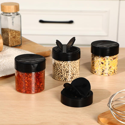 50 Pack 4.7 oz Plastic Spice Jars with Black Cap Empty Clear Plastic Spice Bottle Containers