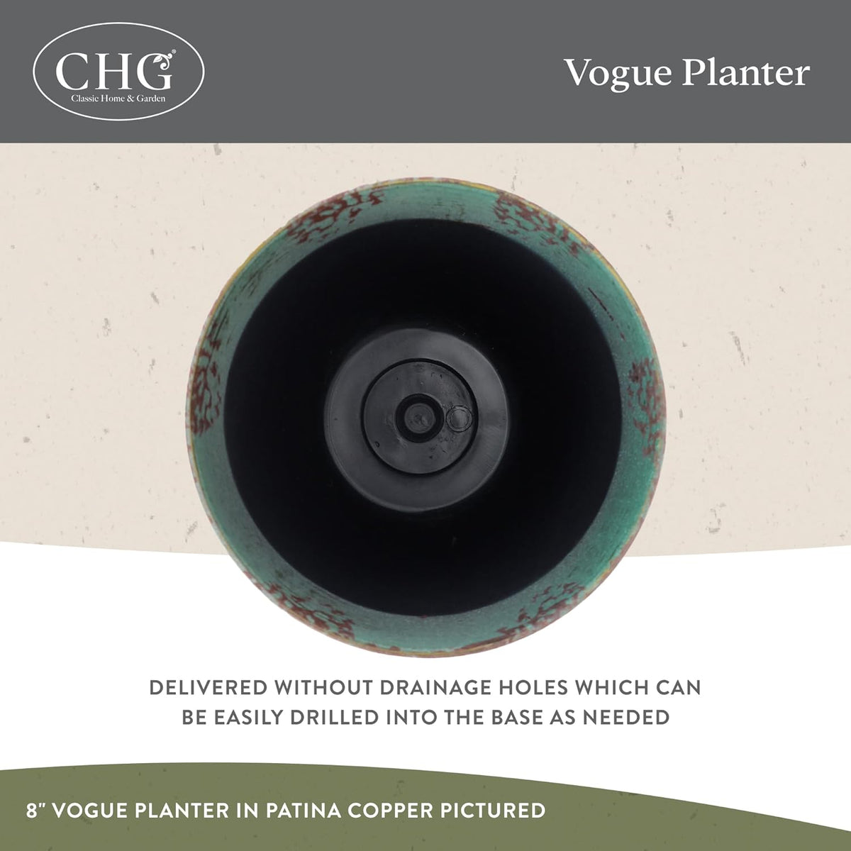 Classic Home and Garden Vogue Planter Pots w/Pottery Quality Finish - Modern Indoor & Outdoor